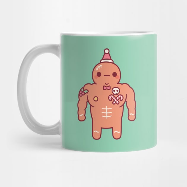 Funny Muscular Gingerbread Man With Christmas Tattoos by rustydoodle